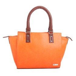 Beau Design Stylish Orange Color Imported PU Leather Handbag With Adjustable Strap For Women's/Ladies/Girls
